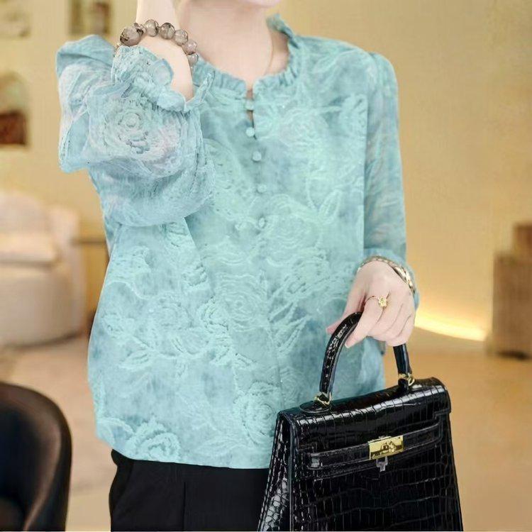 2026 Women's Spring/Summer Loose-Fit Belly-Covering Top for Middle-Aged Mothers - Elegant Casual 3/4 Sleeve Shirt
