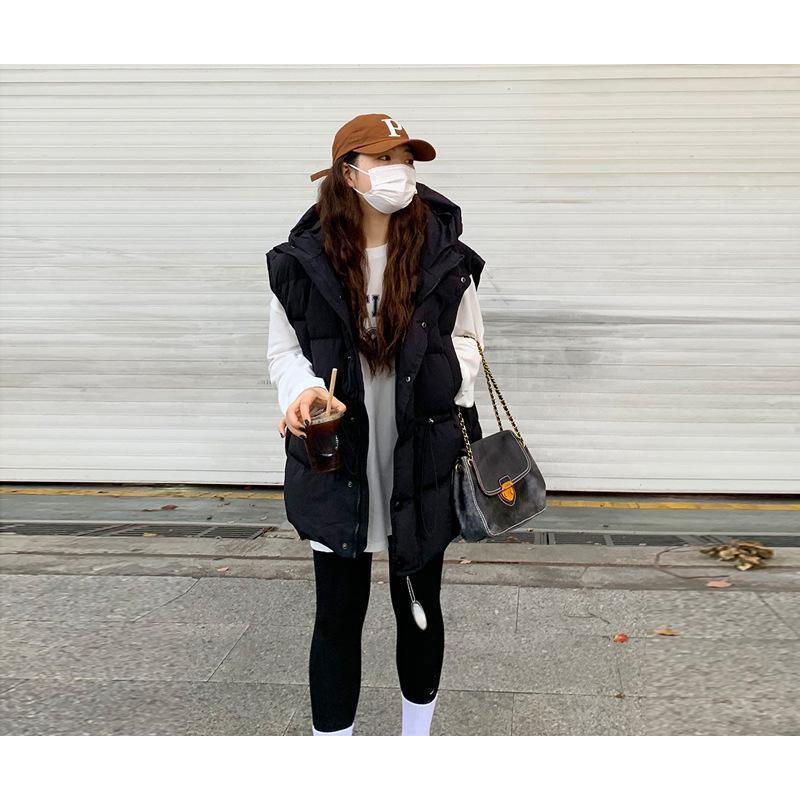 Loose Shoulders Outside Wear Versatile  Autumn and Winter  Down Cotton Vest Womenundershirt Jacket Plus Size