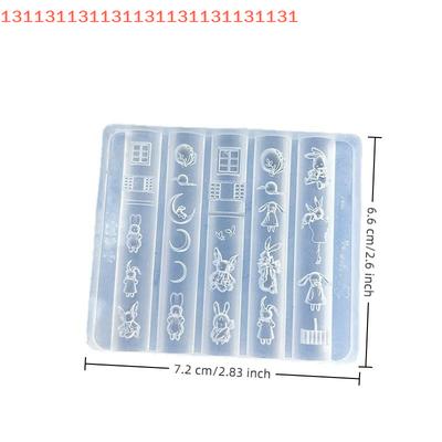 Szablony do zdobienia paznokci DIY Narzędzia do manicure Kreskówkowy królik kokarda Silikonowa forma do paznokci, Stempel do zdobienia paznokci Relief, Akcesoria do dekoracji paznokci