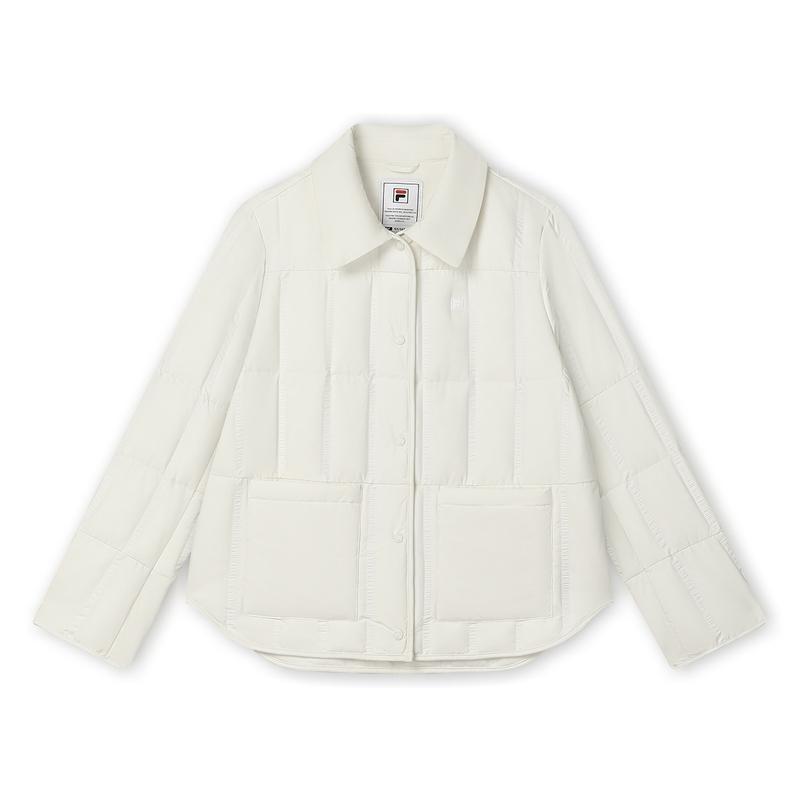 

Fila Модная Теплая Легкая Пуховая Куртка с Лацканами Женская Верхняя Одежда Туманно-Лотосово-Белый F11W443908FIV L