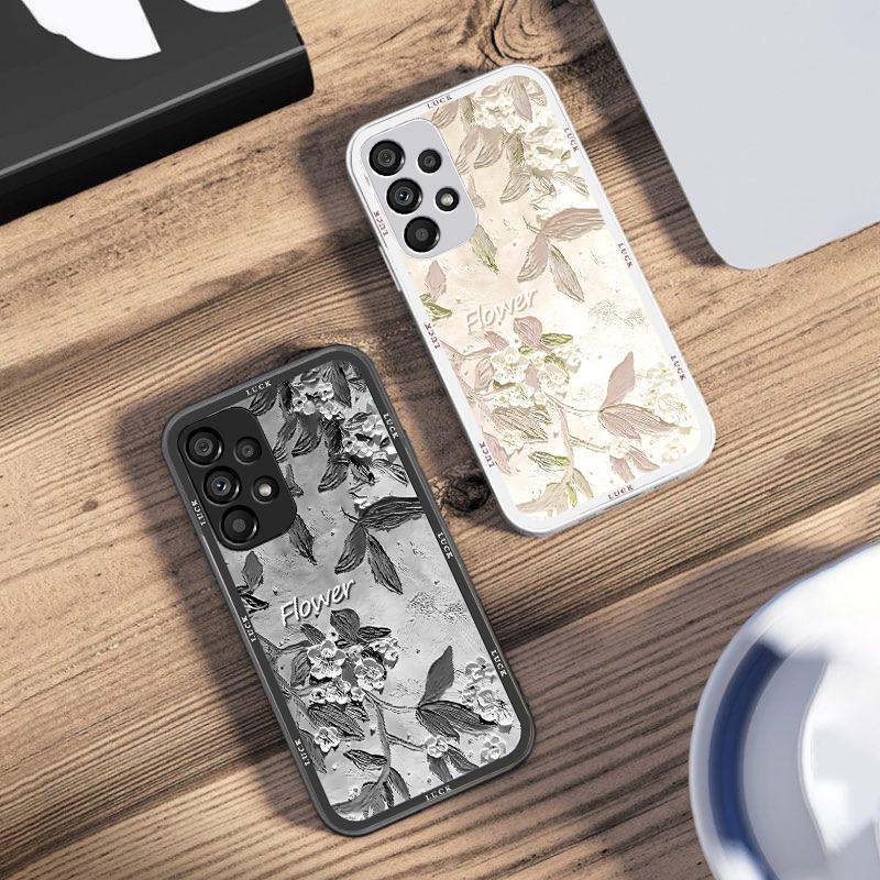 Oil Painting Flowers For Samsung Galaxy S10 4G S20 11E 30 S21 21Fe 22 S24 Pro S23 Ultra 5G S8 S9 Tempered Glass Phone Case