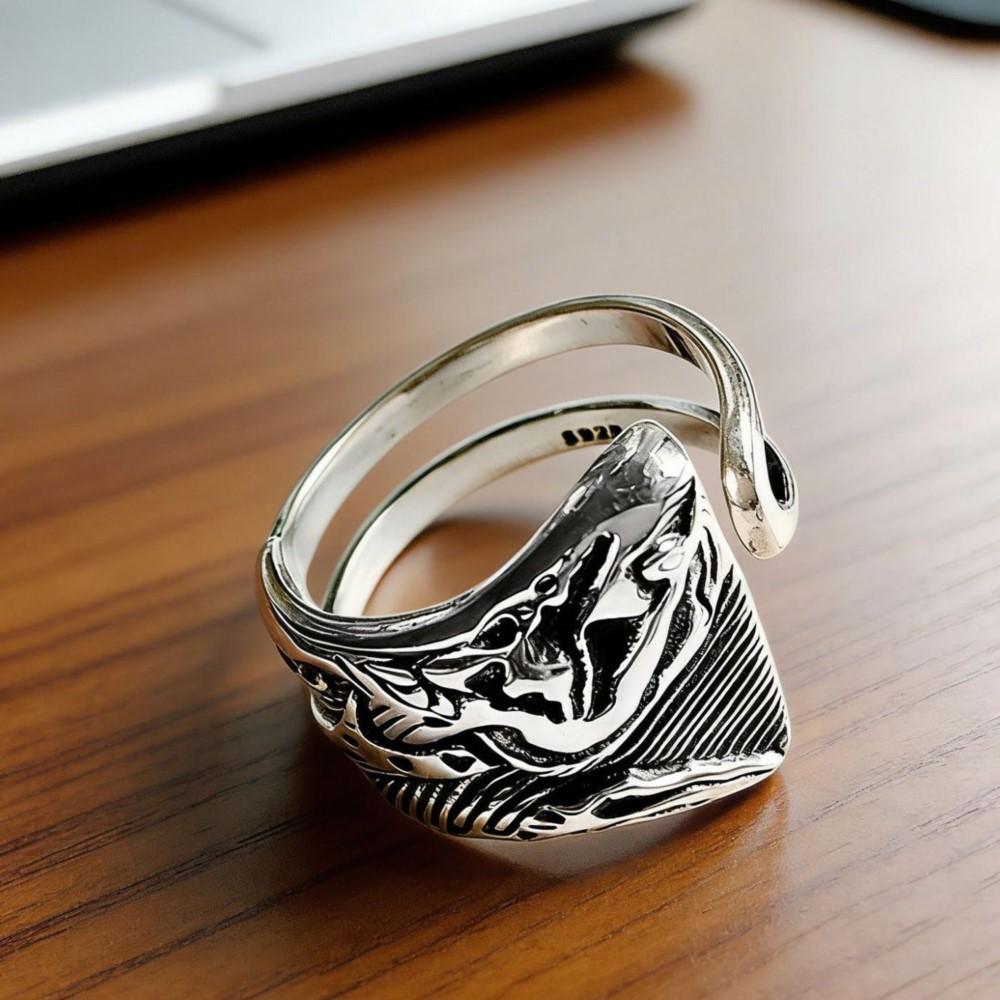 

PANJBJ 925 Sterling Silver Texture Ring for Women Retro Irregular Distress Punk Versatile Jewelry Gift Prevent Allergy Wholesale