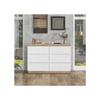 Commode Avec 6 Tiroirs, Casier, Fonction De Rangement, Pour Chambre Et Salon, Panneau De Particules E1, Blanc+oak