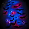Easy Stick Halloween Wall Art LED Flying Bat, 3D Glowing Creepy Bats Decor, Festive Holiday Party Decorations 6 Sizes Durable PVC Ornaments for Indoor