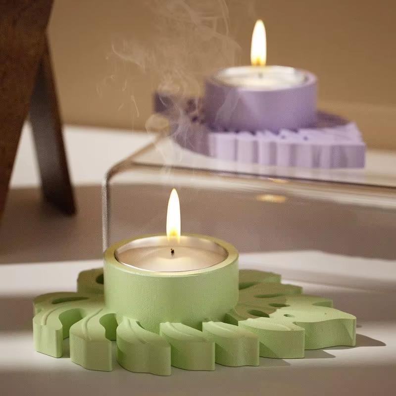 Aromatherapy Gypsum Shaped Leaf Candle Holder Ornament Silicone Mold DIY Leaf Candle Base Decorative Resin Mold Handmade Crafts