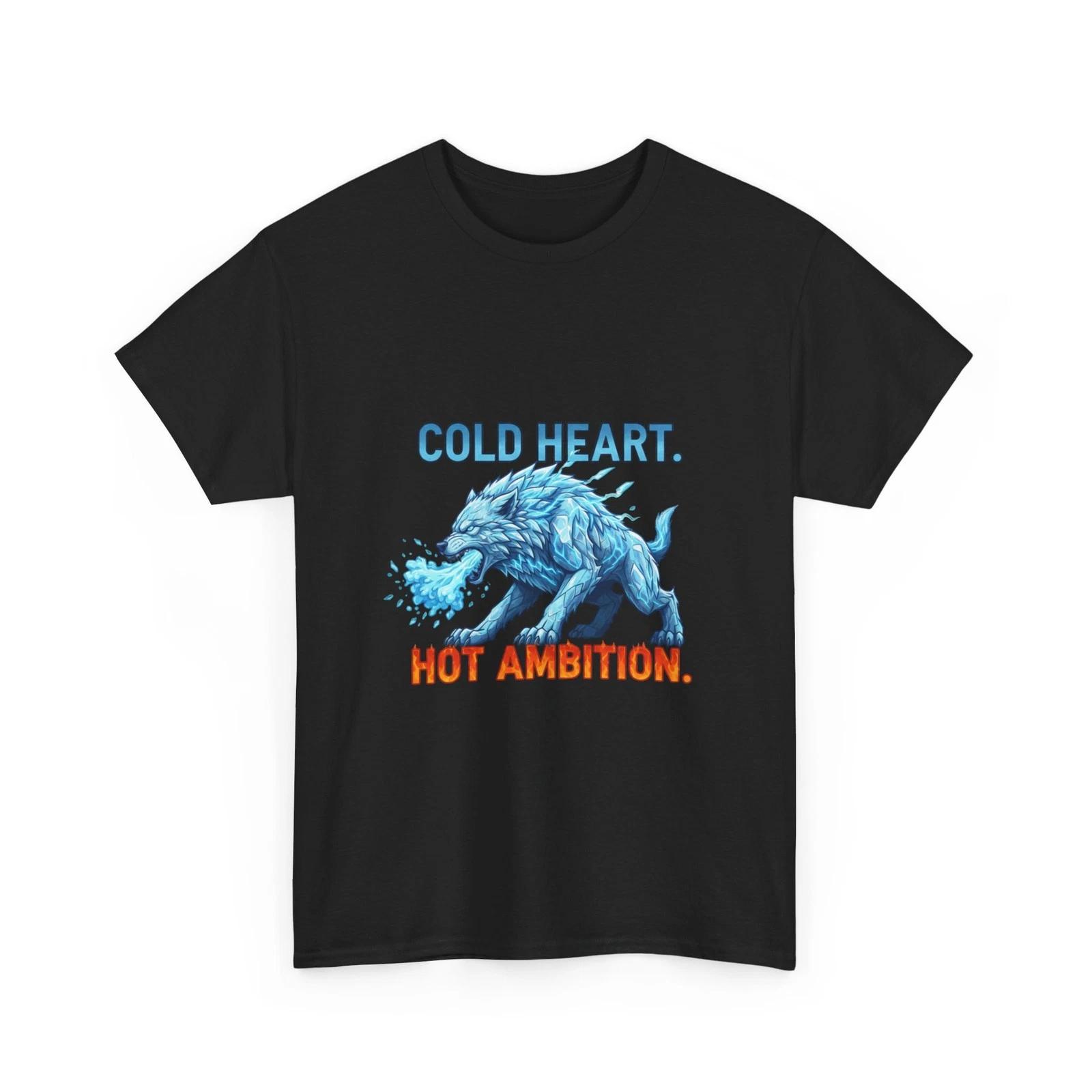 

Wolf Graphic T-Shirt | Cold Heart Hot Ambition Ice Fire, Animal T-Shirt, Cotton XL