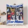 Custom 1Pc Custom Blue Lock Anime Print Fleece Flannel Blanket Soft Warm Cozy Office Throw For Bedroom Couch Travel Birthday Xmas Gift