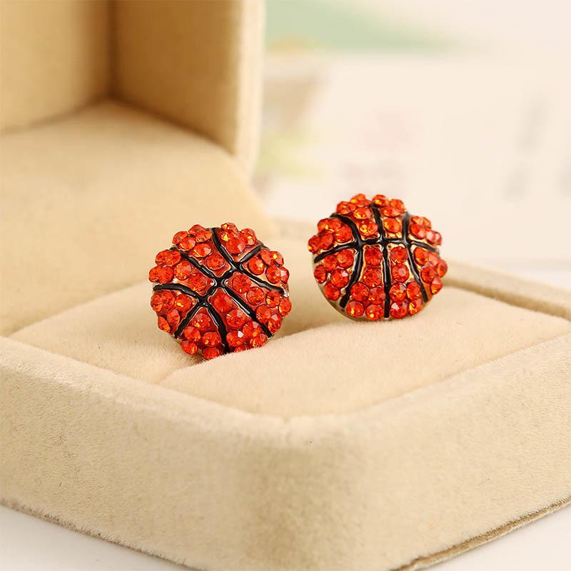 New Fashion Crystal Baseball Stud Earrings For Women Rhinestone Football Volleyball Basketball Softball Sports Earrings Jewelry
