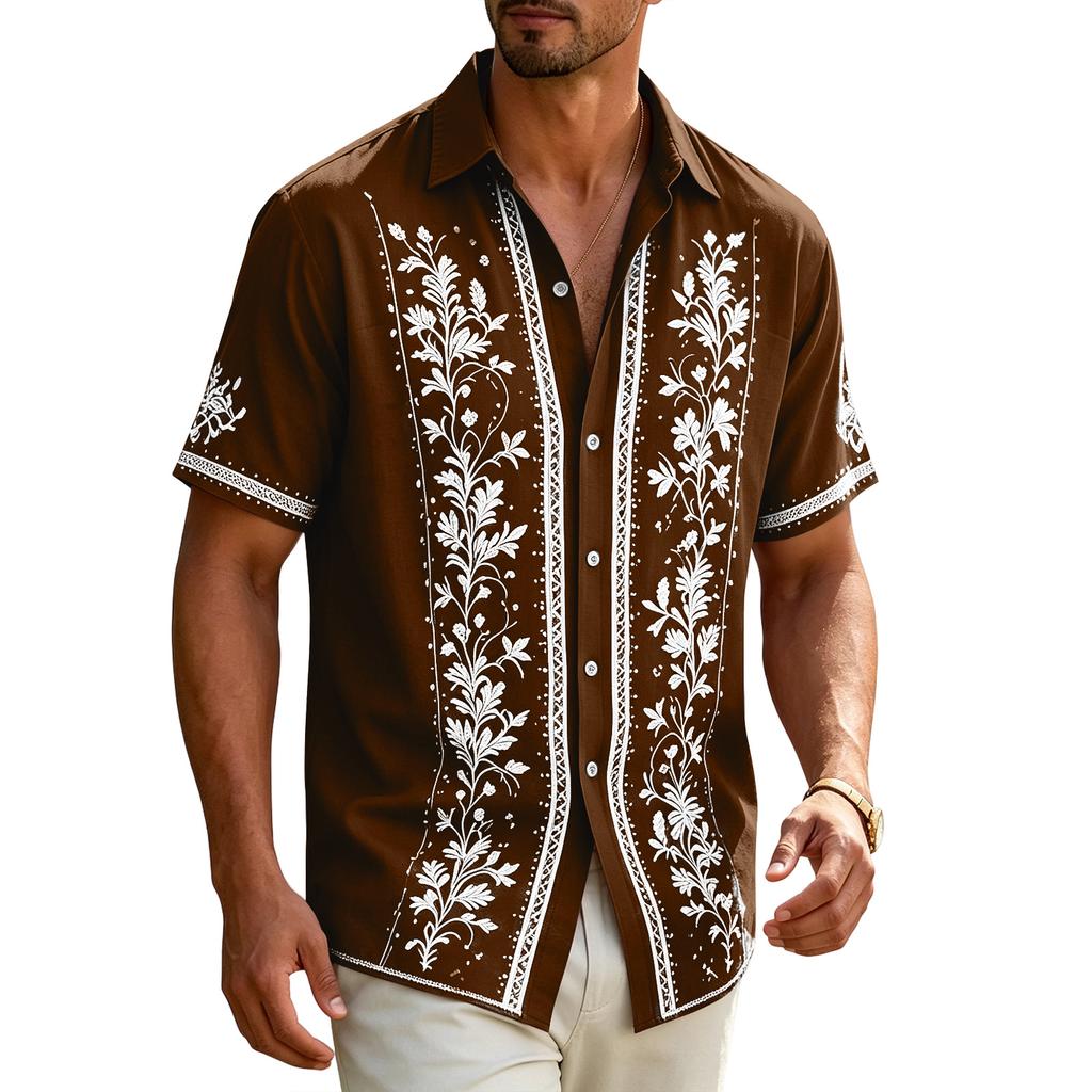 Men's Casual Short-Sleeve Collared Shirt For Spring/Summer
