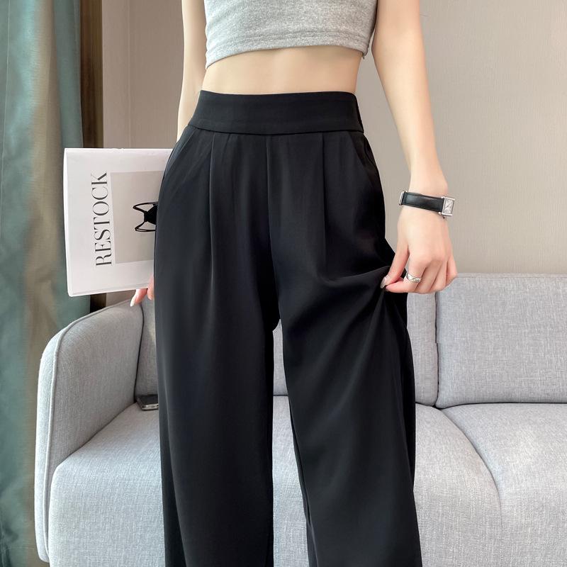 2025 Women's High-End Gray Wide-Leg Suit Pants - Lightweight Spring/Summer