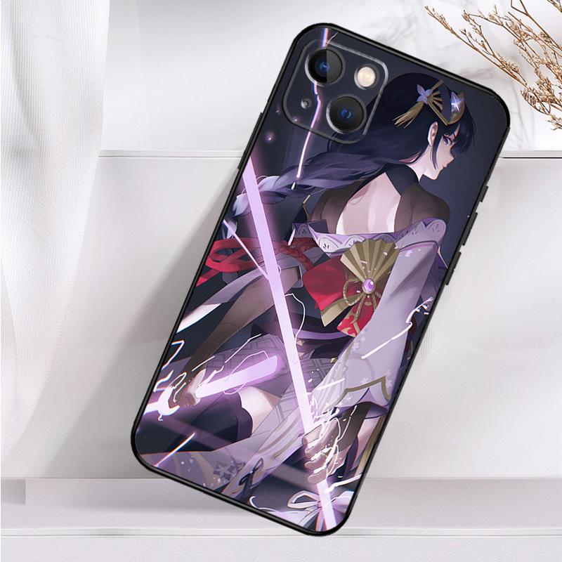 Genshin Impact Raiden Shogun Case For iPhone 14 16 15 Pro Max 11 12 13 Mini 7 8 Plus X XR XS MAX Soft Shockproof Cover