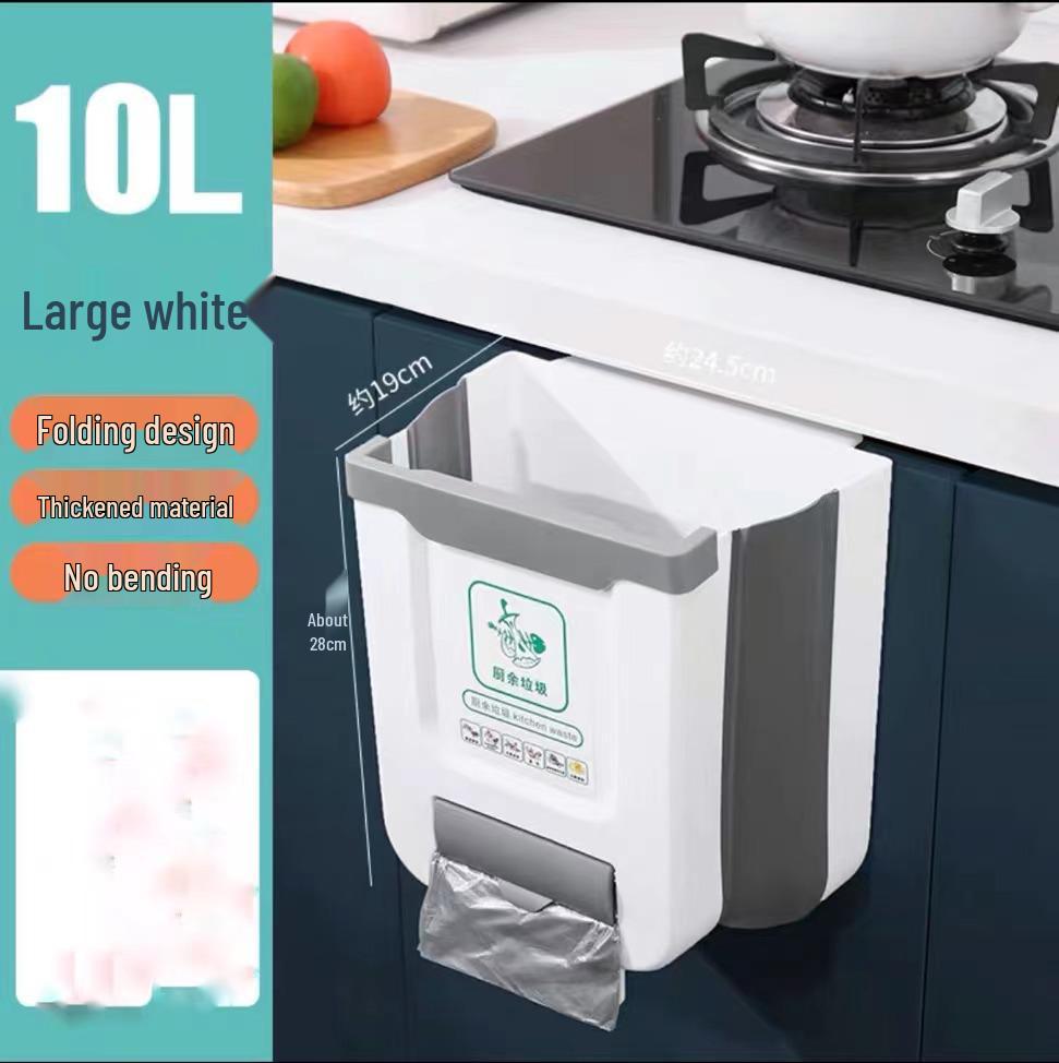 Foldable Wall-Mounted Kitchen Trash Bin: Hanging Hygiene Bucket for Cabinet Doors