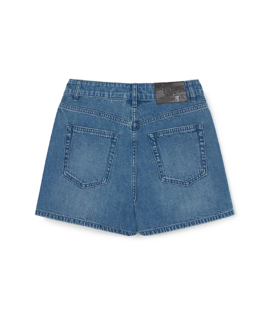 Emelbi Women'S Basic Small Logo Cargo Denim Wrap Skirt Ny (Indigo)