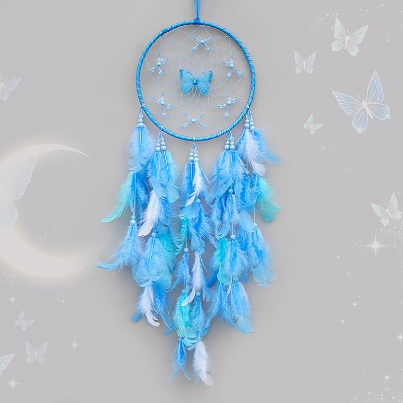6 Colors Dream Catcher Handmade Feathers Butterfly Wind Chimes Girls Bedroom Hanging Ornaments Birthday Holiday Gifts Home Decor