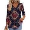 Women's T Shirt Print 3/4 Sleeve Fashion Basic V- Neck Regular Top