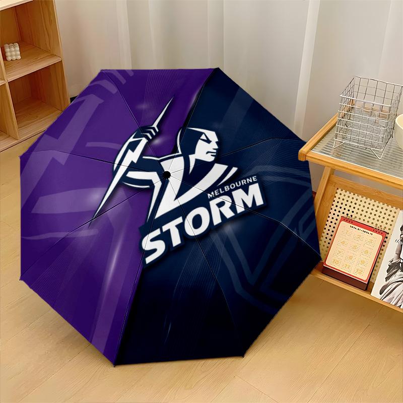 Melbourne Storm Print Auto 8?Ribs Folding Umbrella Wind Resistant Lightweight Automatic Umbrella For Daily Travel