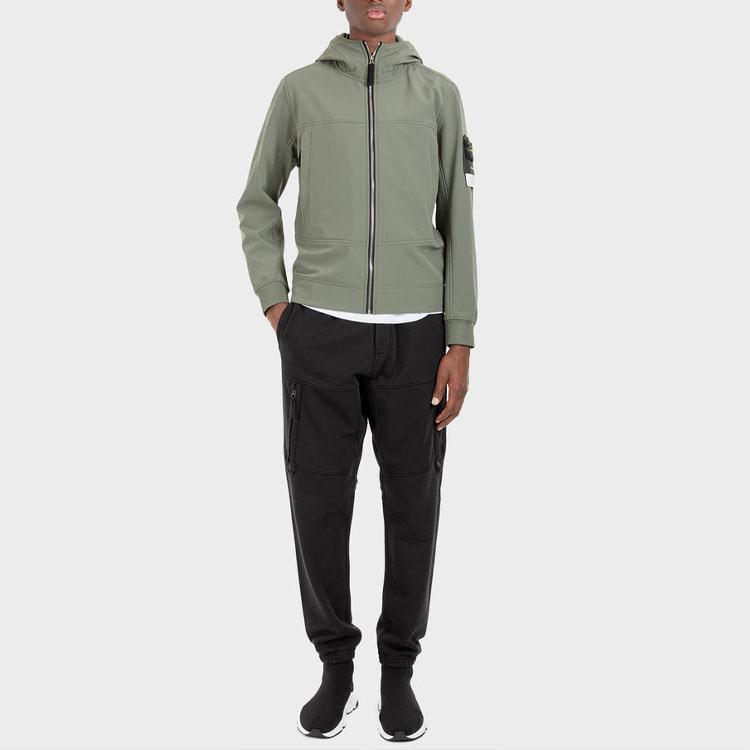 Stone Island Fw21 Sleeve Logo Solid Color Zip Hooded Jacket Men Jacket Green 7515Q0122-V0055