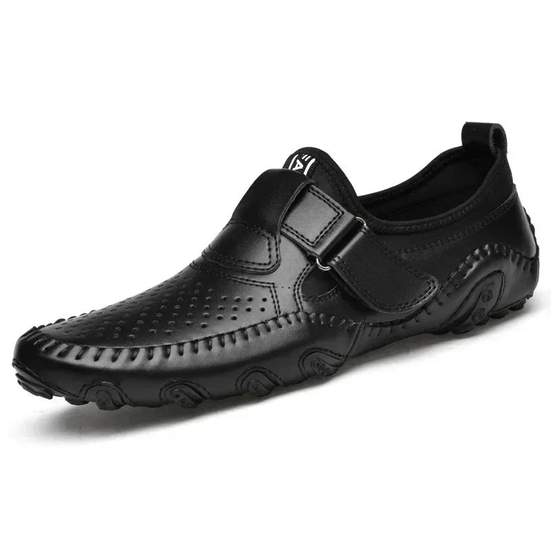 Fashion Genuine Leather Men Casual Shoes Handmade Italian Soft Hollow Out Leather Shoe for Men Breathable Summer Driving Shoes Zapatos