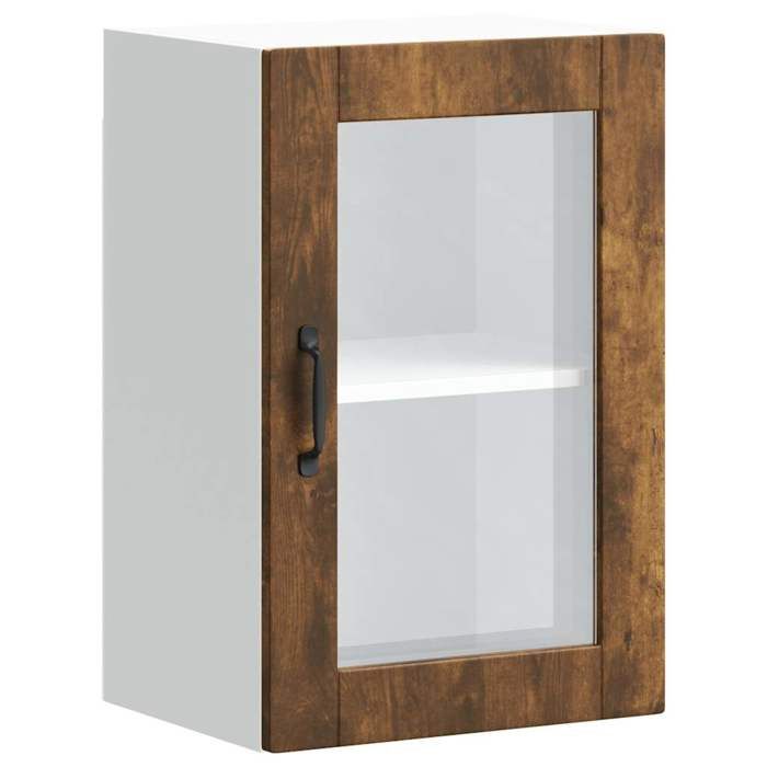 VidaXL Kitchen Wall Cabinet with Glass Door Porto Smoked Oak 854012