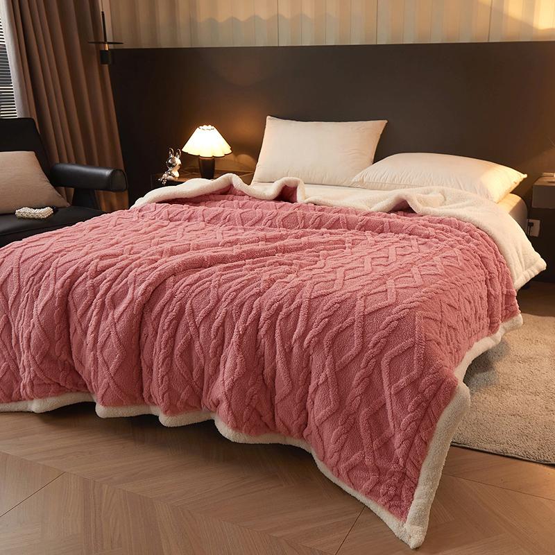 Thick Warm Taffeta Fleece Winter Blanket for Bed Geometric Pattern Soft Sofa Throw Blankets Queen Size Plush Bedroom Bedspread