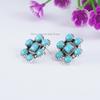 Arizona Turquoise 925 Sterling Silver Cluster Stud Earrings