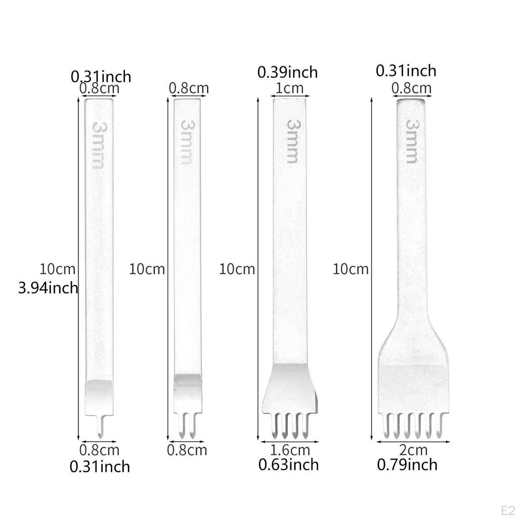 4 Pack DIY Leather Hole Punch Tools for Crafting Belts