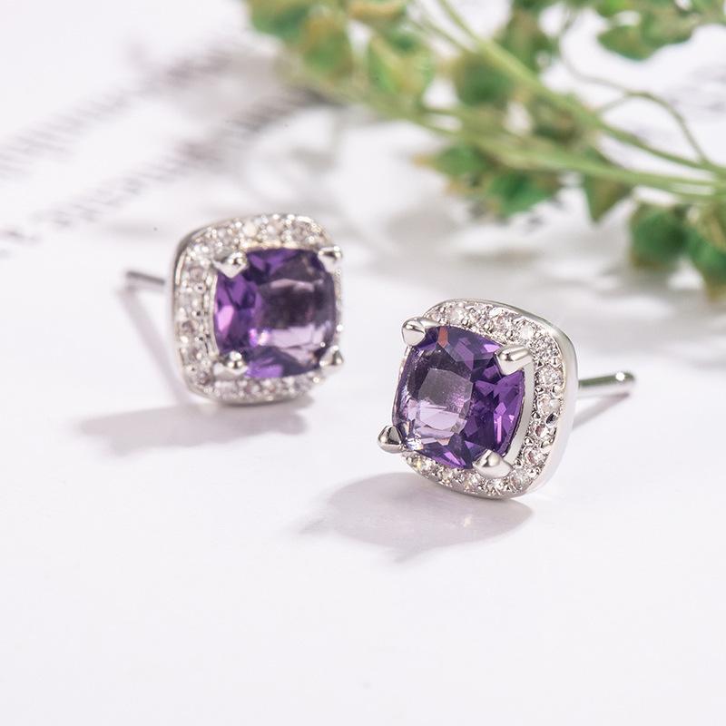 Серьги-гвоздики  Фиолетовый бриллиант  из сахарных кубиков - Элегантные и универсальные украшения для женщин 2025