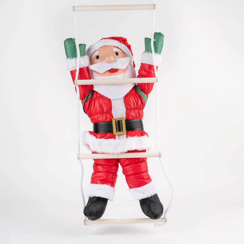 Climbing Santa Claus Christmas Decoration with Ladder and Rope for Window Display