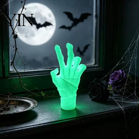 Fluorescent Ancient Tomb Decor 3D Printed Glow in The Dark Mummy Hand Ornament, Spooky Statue with Bandage, Horror Themed Display Piece Realistic