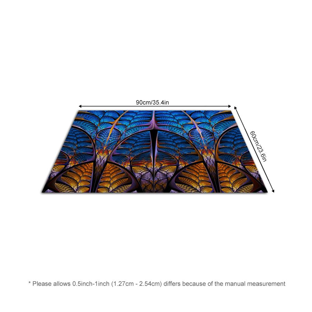 Tuniu Abstract Peacock Feather Area Rug, Blue Orange Floral Design Carpet for Living Room Bedroom Home Decor