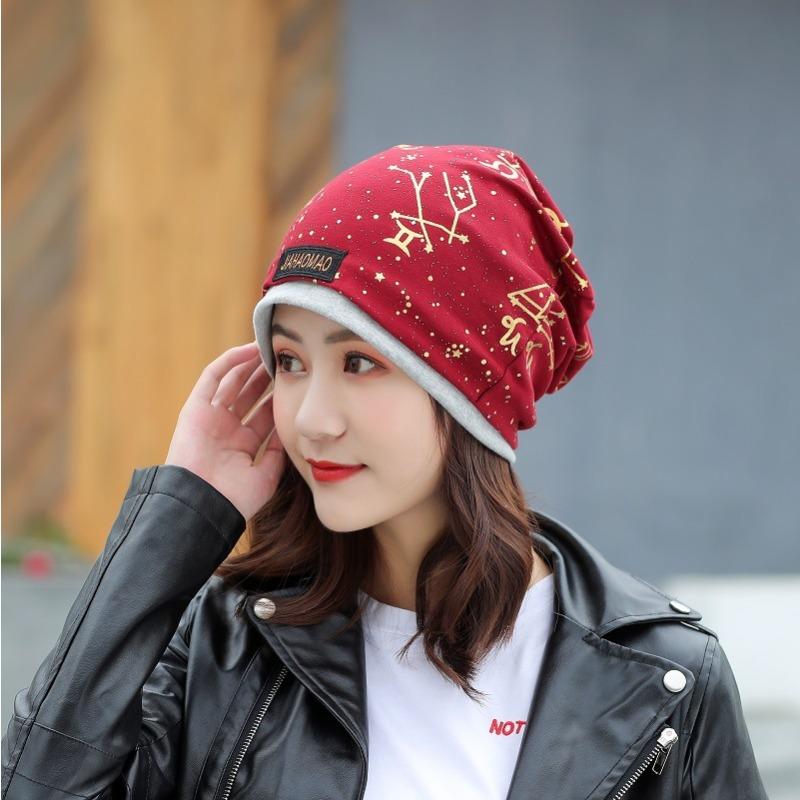 Fashionable Printed Crochet Hat Autumn Winter Warmth Comfort Women's Headscarf Postpartum Hat