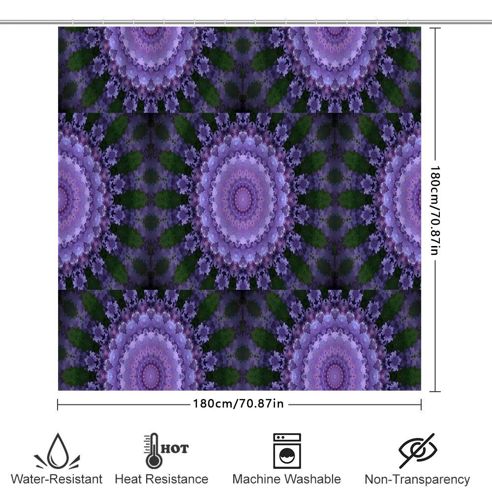 Purple Mandala Shower Curtain: Floral Bath Decor Home Decoration Wall Art Print for Bathroom 72 x 78 inches (183cmx200cm)