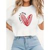 WoUnisex Casual Short Sleeve Crew Neck Graphic TShirt with Red Heart  French Text Print Harajuku Short Sleeve Casual