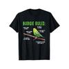 Men'S Funny Budgie Rules T-Shirt - Heavyweight 220gsm Retro Bird Lover Tee with Budgie Sayings & Parrot Graphic, Loose Fit Crew Neck Short Sleeve