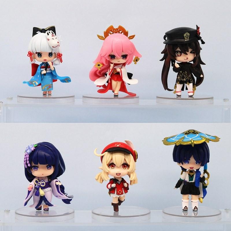 Genshin Impact Klee Yae Miko Raiden Shogun Anime Figure PVC 6Pcs/ Set Cute Model Collection Oranments Toy Gift 10CM