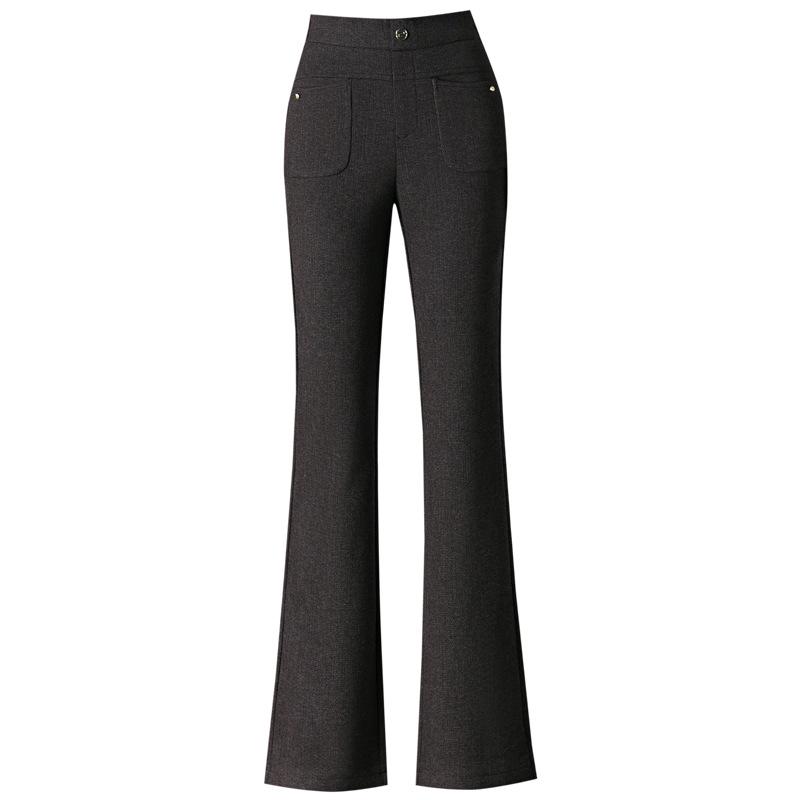 Damskie wełniane spodnie wyszczuplające z mikro rozszerzaną nogawką - Modne spodnie casualowe z prostą nogawką na jesień/zimę 2024 dla mam w średnim wieku