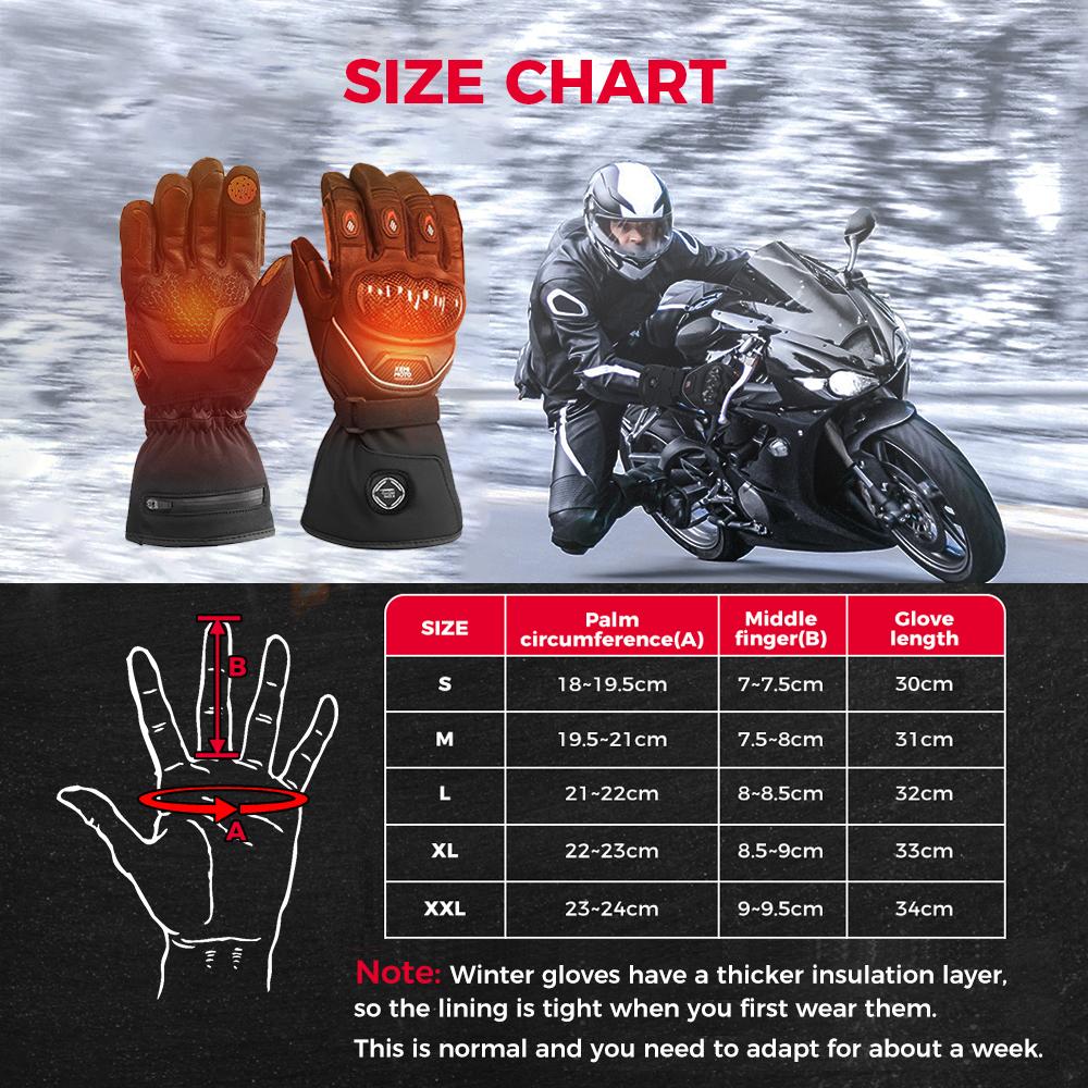KEMIMOTO Leather Heated Motorcycle Gloves Winter Waterproof Touch Screen Moto Ski Camping Heated Gloves Battery Motorbike
