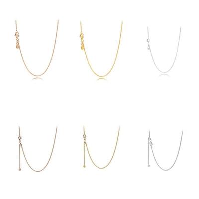 S925 Sterling Silver Adjustable Chain Necklace Minimalist Layering Charm Jewelry for Women