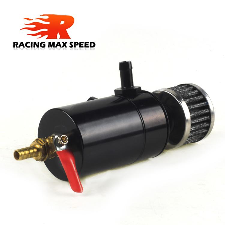 Universal 2.0L Racing Baffled 2-port Oil Catch Can Tank Air Oil Separator with filter and valve