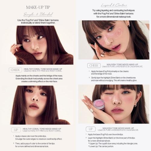 Heart Percent Dote On Mood Custom Lip & Cheek [Dual Color] Matte (Fog Pot) & Glow (Shine Balm) #05.Mauvish/Mobishi