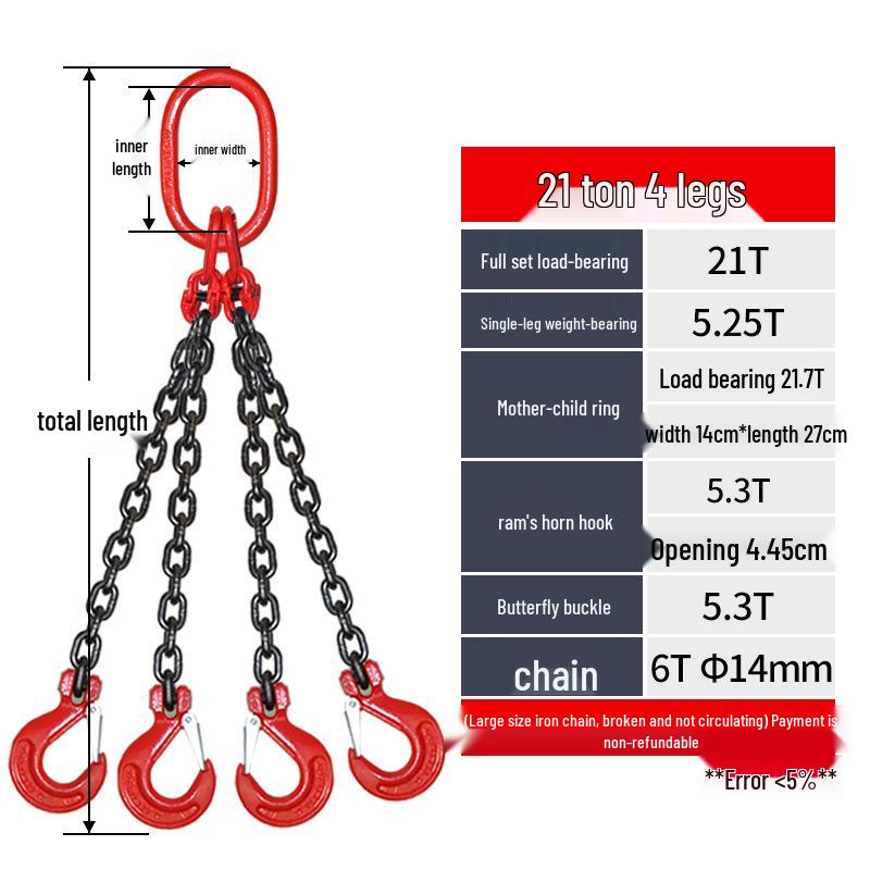 G80 Manganese Steel Chain Sling with Hook and Shackle for Lifting and Overhead Crane Operations
