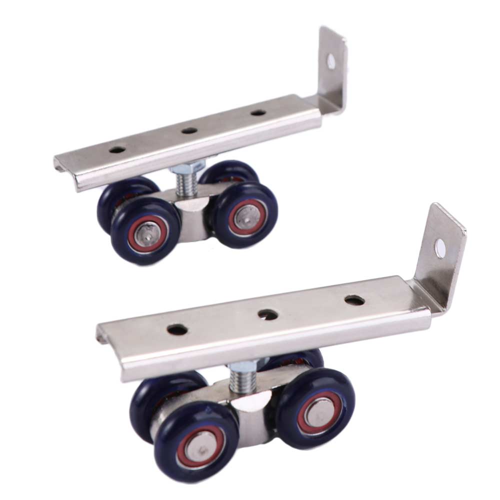 2pcs/set Metal Rail Track Pulley Convenient Hanging Wheels Runners Sliding Door Roller Wood Door