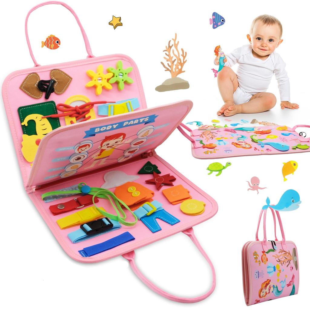 Montessori Kids Travel Toy Felt Quiet Busy Board Educational Sensory Montessori Toys Preschool Activities For Fine Motor Skills