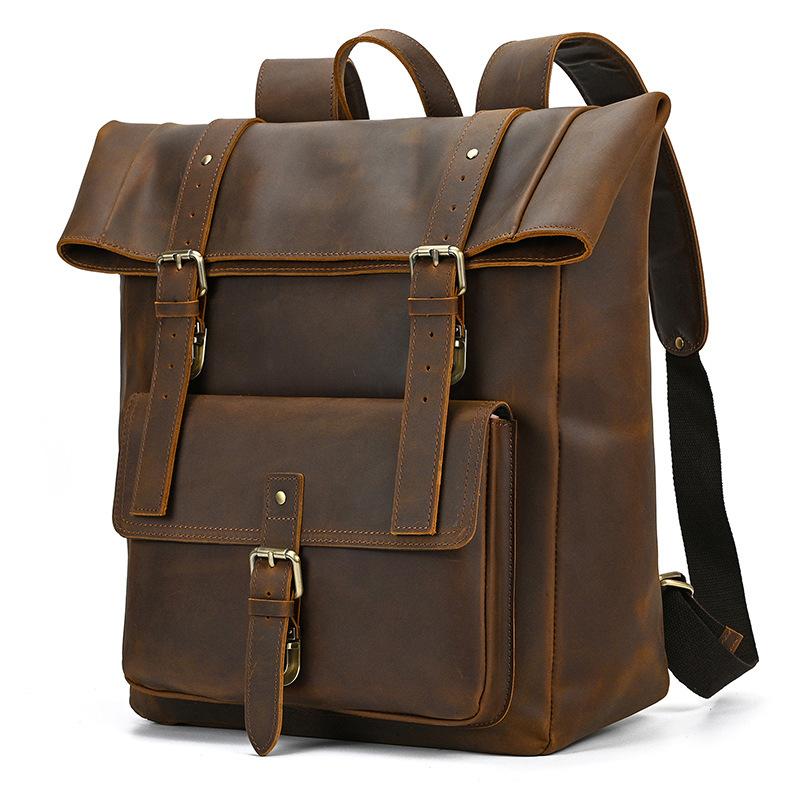 Vintage Men's Backpack Crazy Horse Leather Backpack