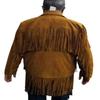 NOORA Men's Genuine Lambskin Tan Suede Fringe Leather Jacket, Motorcycle Jacket