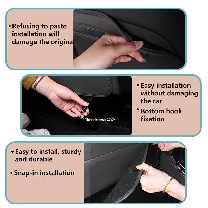 AAFO1 Car Logo Seat Backrest Storage Bag Anti-kick Pad Protection Mat Interior Accessories For Skoda Kamiq MK3 Roomster Rapid Kodiaq