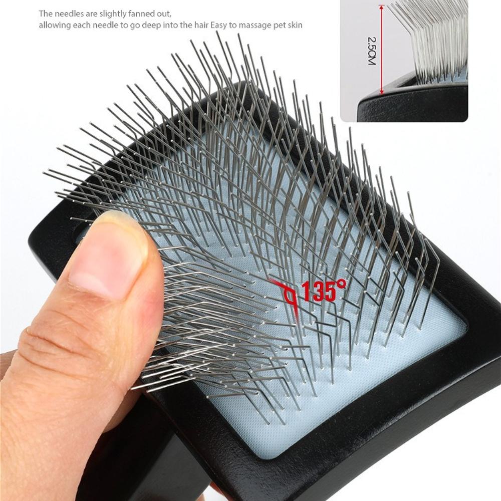 Wood-Grip Rust-Resistant Stainless Steel Angled-Tine Pet Grooming Comb Skin-Gentle Minimizes Pet Shedding & Fur Matting