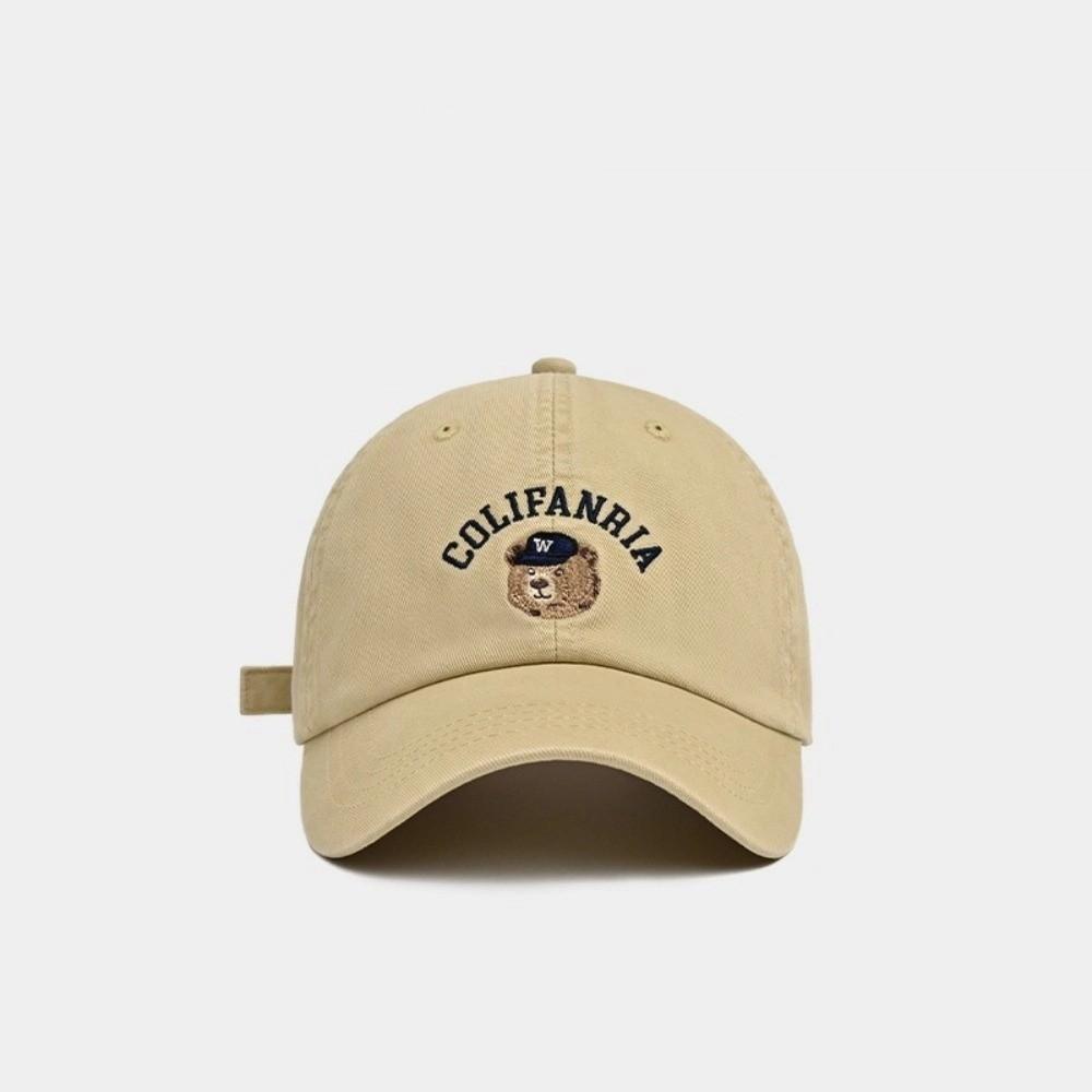 Solid Color Men Women Baseball Cap Korean Snapback Hat Casual Bear Embroidery Cap  Teenagers