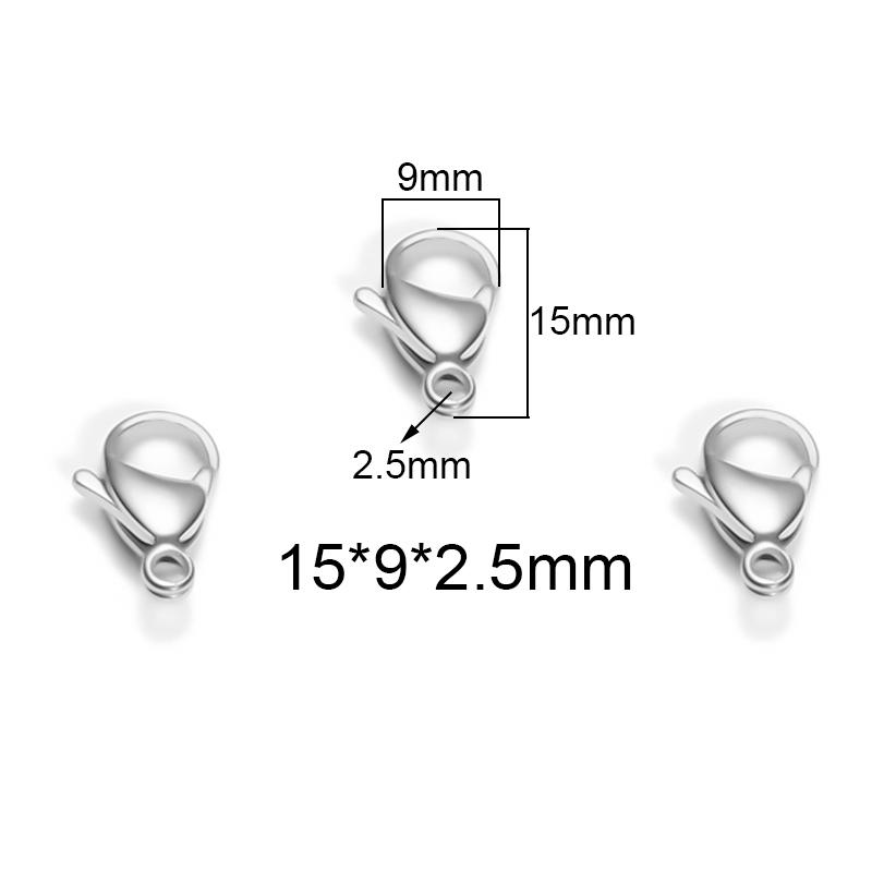Semitree 25Pcs Stainless Steel Gold Black Lobster Clasps Jewelry Findings DIY Necklace Bracelet Making Accessories 9/10/12/15MM
