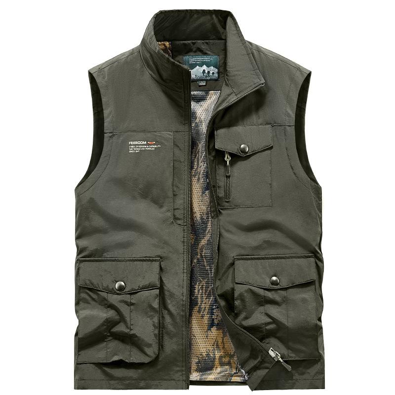 Men's Plus Size 2026 Summer Outdoor Thin Mesh Vest with Multi-Pockets